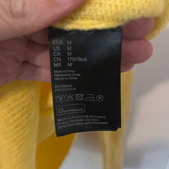 H&M Women’s Yellow Sweater Acrylic Alpaca Wool Crewneck Pullover Medium - Picture 7 of 12